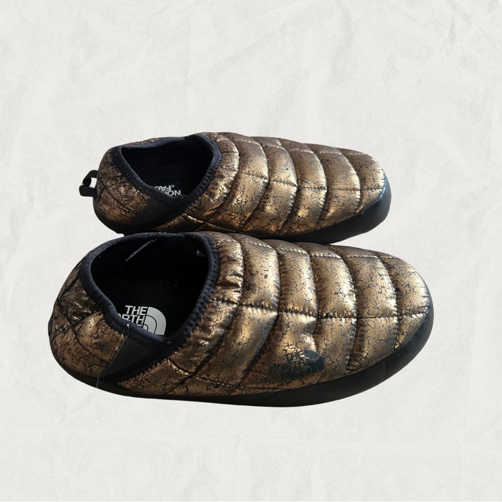 The North Face Women's Quilted Gold and Black Slippers